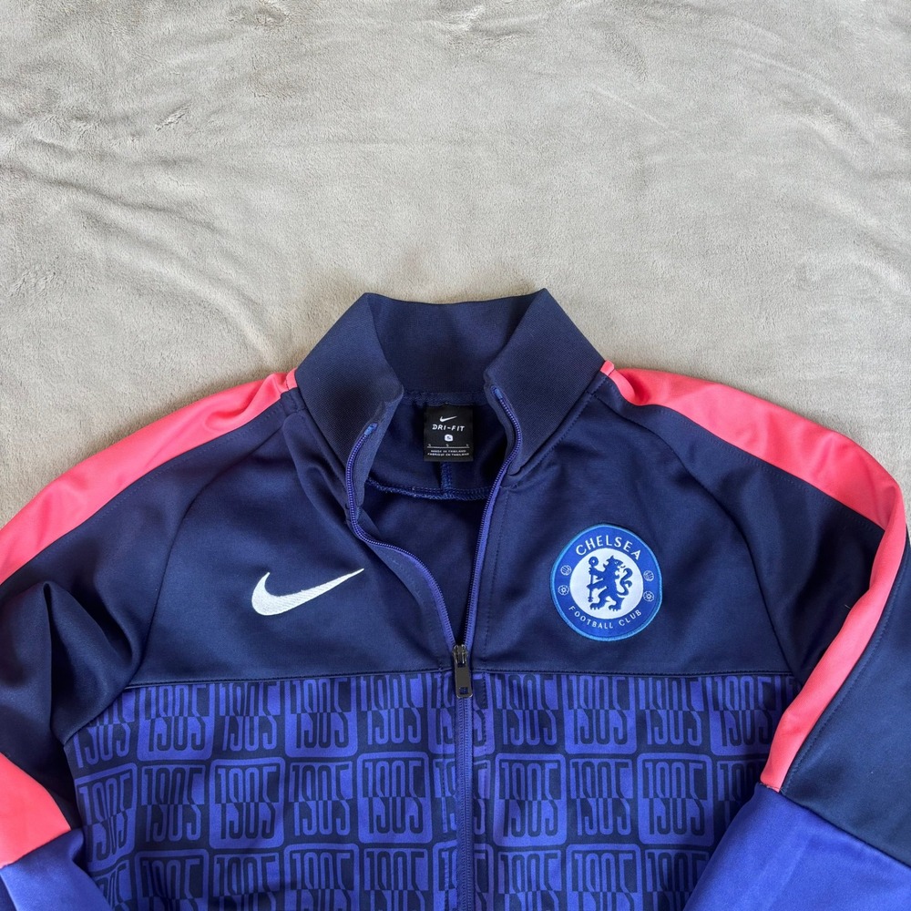 Nike Chelsea FC Dri-FIT Training Zip Up Track Jacket Navy Blue Pink Mens Small - Picture 2 of 7